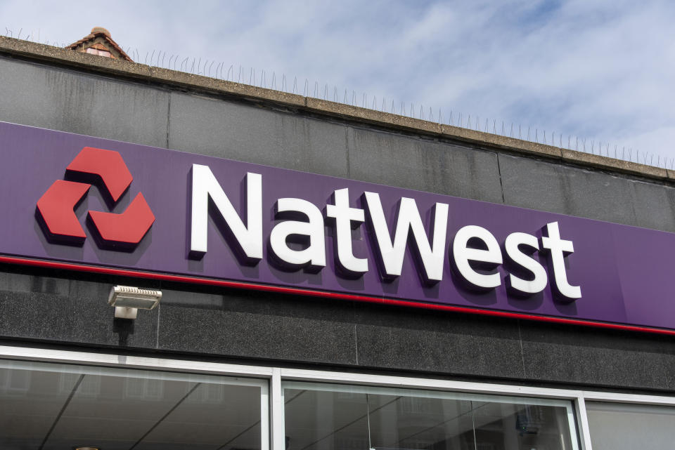 LONDON, UNITED KINGDOM - 2020/08/04: NatWest logo on one of their shops in London. (Photo by Dave Rushen/SOPA Images/LightRocket via Getty Images)