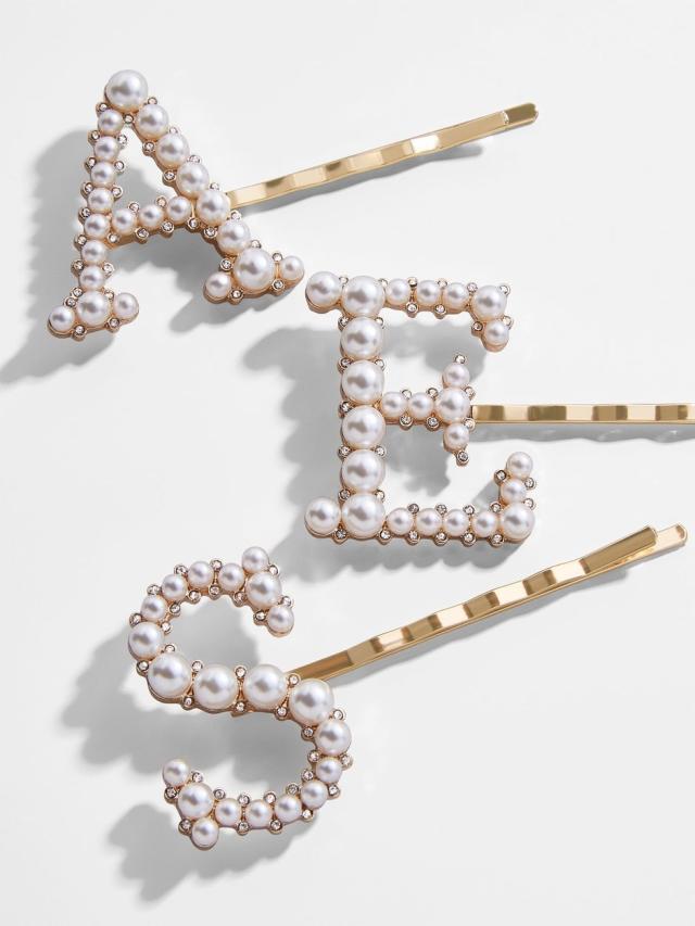 BaubleBar Baroque Initial Pearl Hair Pin