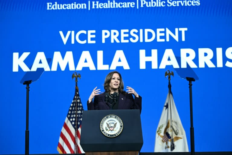 Kamala Harris durante un discurso en Houston (Texas), el 25 de julio de 2024 (Brendan SMIALOWSKI)