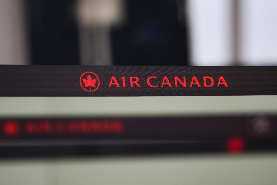 Air Canada logo is seen at the Toronto Pearson Airport in Toronto, Canada on June 12, 2023. (Photo by Jakub Porzycki/NurPhoto via Getty Images)
