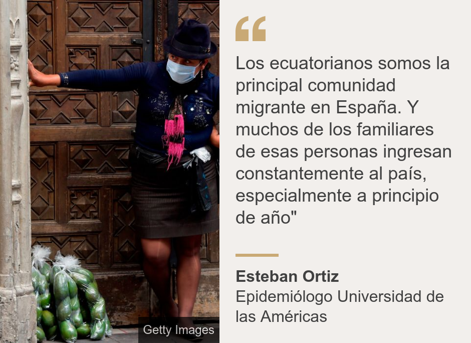 "Los ecuatorianos somos la principal comunidad migrante en España. Y muchos de los familiares de esas personas ingresan constantemente al país, especialmente a principio de año"", Source: Esteban Ortiz, Source description: Epidemiólogo Universidad de las Américas , Image: 