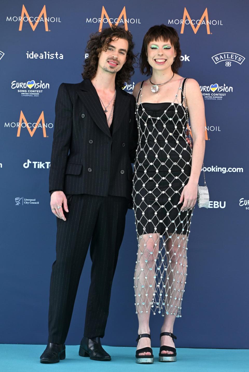Mia Nicolai and Dion Cooper attends the 2023 Eurovision Song Contest opening ceremony.