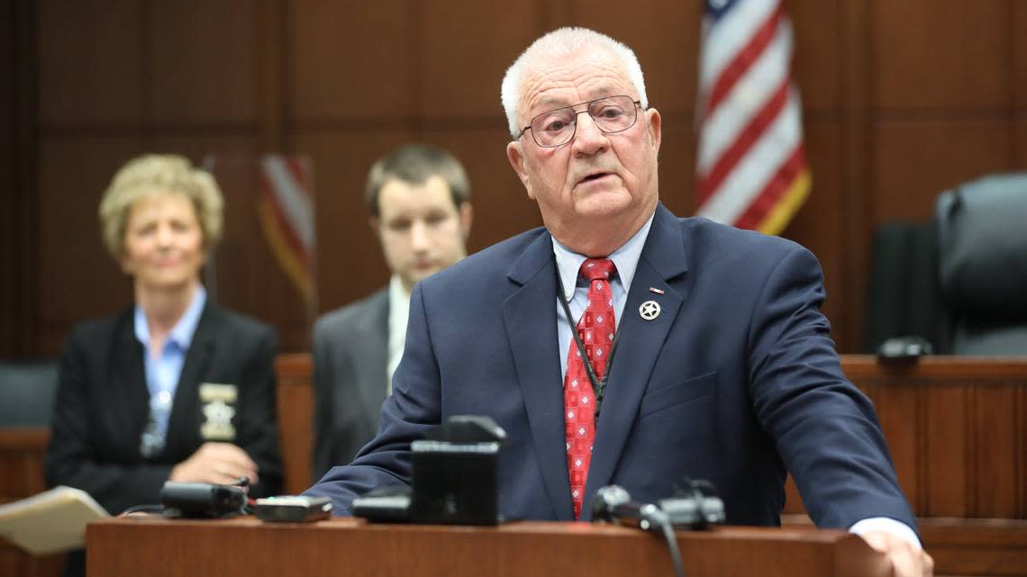 US Marshal Norman Arflack speaks on results of the joint operation between Fayette County Sheriff’s Office, US Marshals Service and KY Department of Corrections on a two-day joint operation ensuring compliancy among supervised registered sex offenders within Fayette County. August 10, 2022.