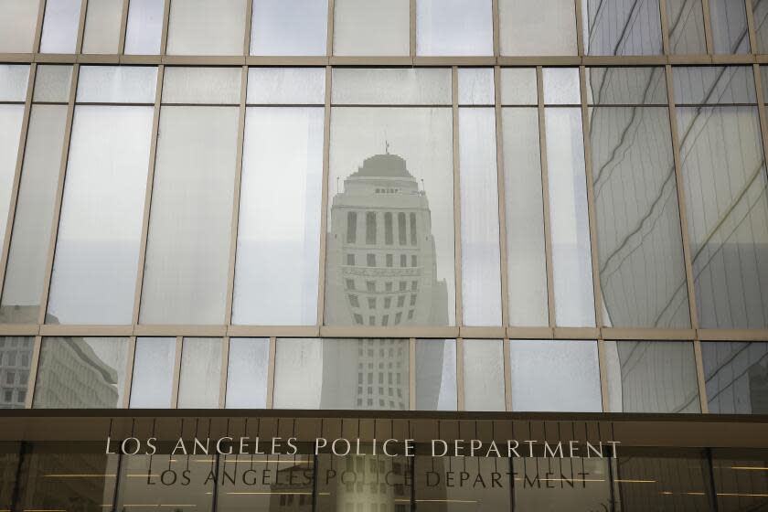 LOS ANGELES, CA - JULY 01: Los Angeles Police Headquarters located at First and Spring Street in downtown Los Angeles July 1, 2020 as Los Angeles City Council voted to cut hiring at the LAPD, pushing the number of sworn officers well below 10,000 and abandoning a budget priority once seen as untouchable by city leaders. LAPD Headquarters on Wednesday, July 1, 2020 in Los Angeles, CA. (Al Seib / Los Angeles Times)