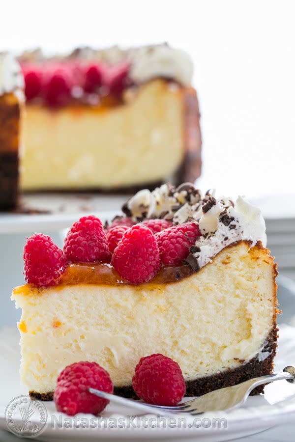 Raspberry Apricot Cheesecake with Chocolate Crust