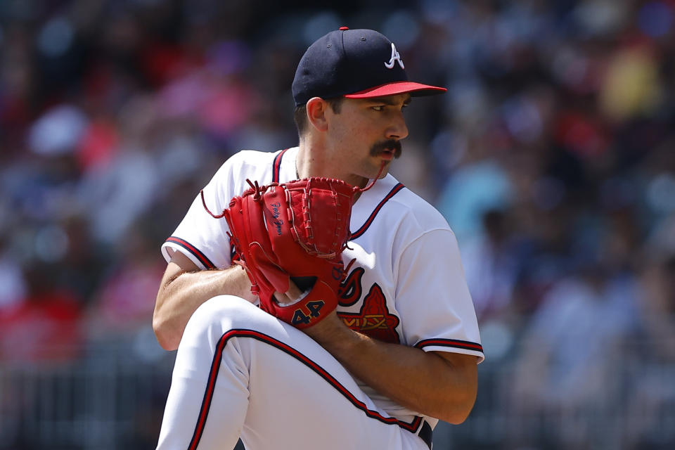 ATLANTA, GA - SEPTEMBER 18: Spencer Strider #65 of the Atlanta Braves pitches during the first inning against the Philadelphia Phillies at Truist Park on September 18, 2022 in Atlanta, Georgia. (Photo by Todd Kirkland/Getty Images)