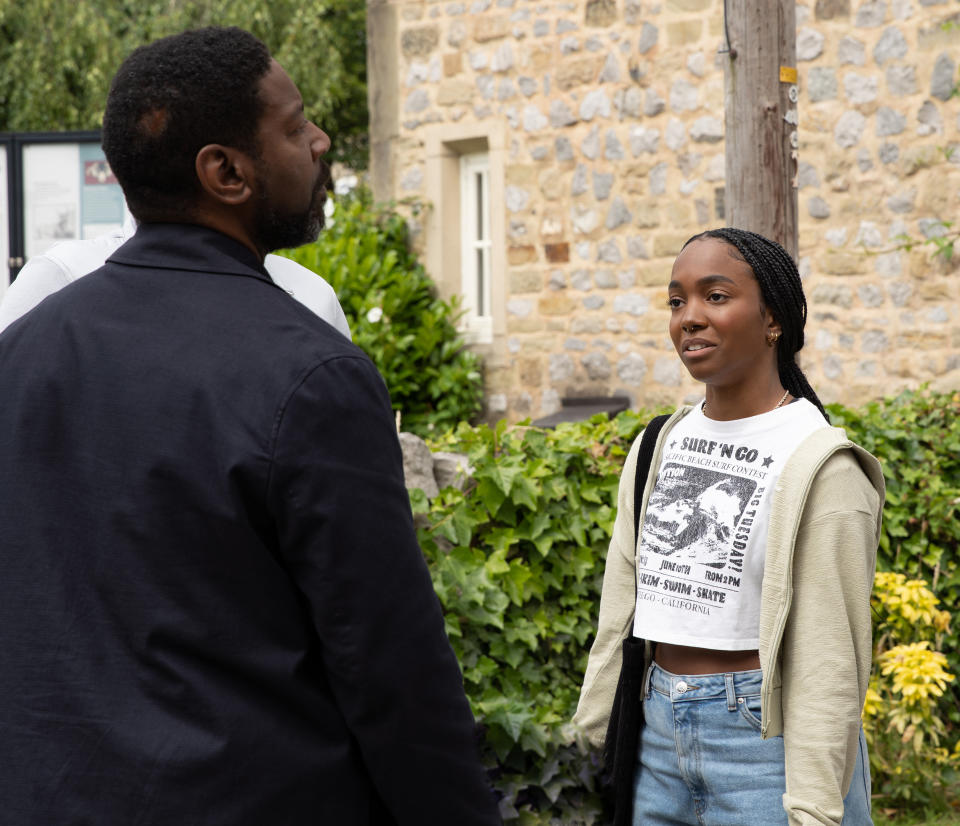 FROM ITV

STRICT EMBARGO
Print media - No Use Before Tuesday 21st February 2023
Online Media - No Use Before 0700hrs Tuesday 21st February 2023

Emmerdale - Ep 9617

Friday 3rd March 2023

Charles Anderson [KEVIN MATHURIN] is taken aback to see Naomi [KARENE PETER] and Alex on a date; heâ€™s worried about what sheâ€™s getting herself into. 

Picture contact - David.crook@itv.com

Photographer - Mark Bruce

This photograph is (C) ITV and can only be reproduced for editorial purposes directly in connection with the programme or event mentioned above, or ITV plc. This photograph must not be manipulated [excluding basic cropping] in a manner which alters the visual appearance of the person photographed deemed detrimental or inappropriate by ITV plc Picture Desk. This photograph must not be syndicated to any other company, publication or website, or permanently archived, without the express written permission of ITV Picture Desk. Full Terms and conditions are available on the website www.itv.com/presscentre/itvpictures/terms
