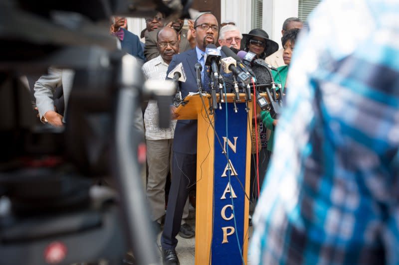 NAACP President Cornell William Brooks speaks during a press conference at the Charleston Branch of the NAACP on June 19, 2015. The organization was founded February 12, 1909. File Photo by Kevin Liles/UPI
