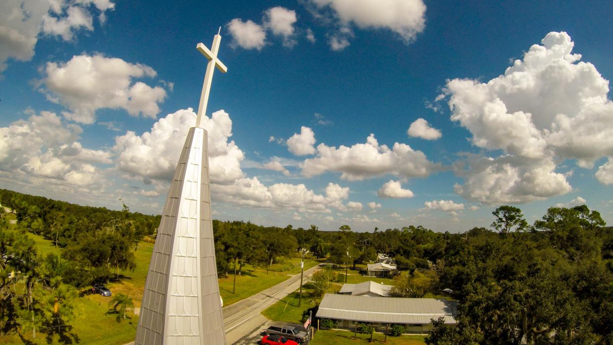 A birds-eye view from the Alva United Methodist Church, where this year's Alva Garden Club plant sale and strawberry festival will be.