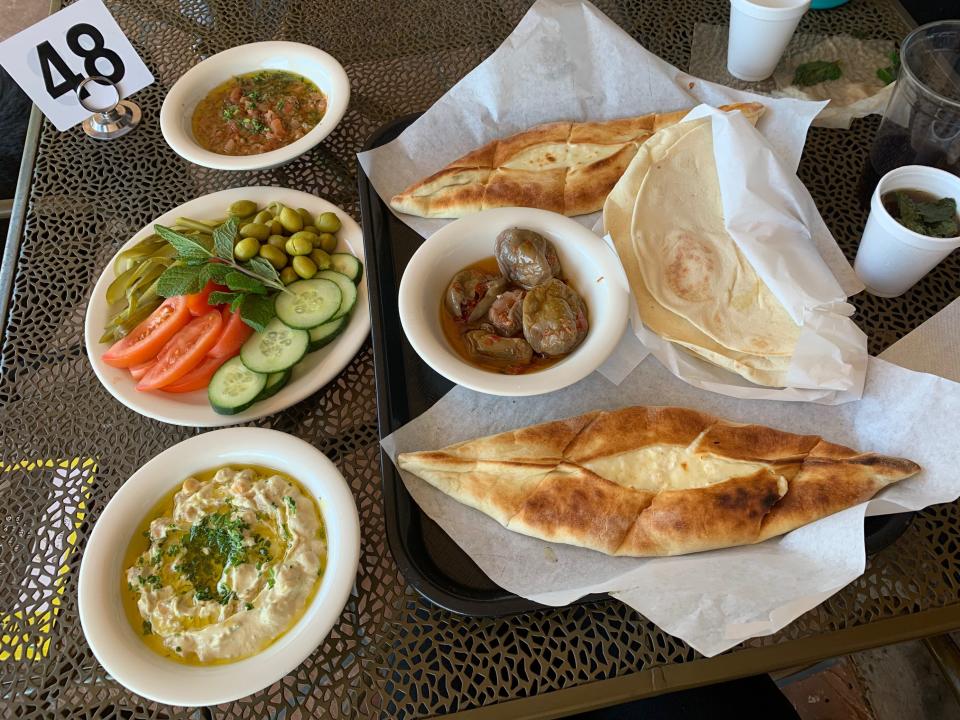 Hummus and the pide cheese boats at Golden Restaurant & Bakery in Tempe.