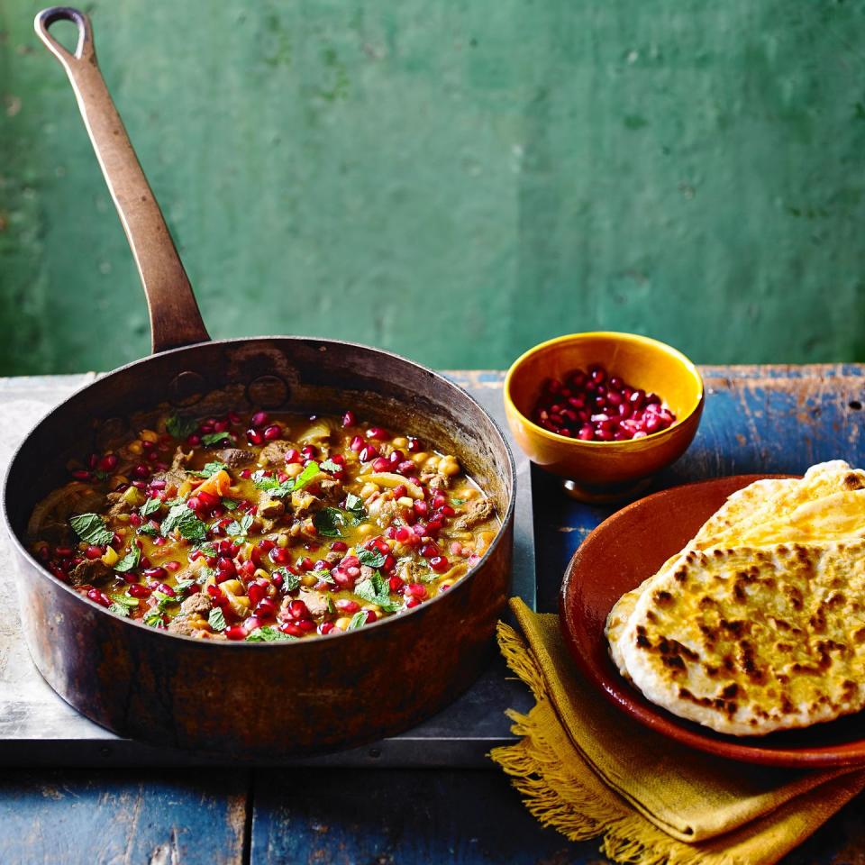 Fragrant Lamb and Chickpea Stew with Spiced Flatbreads