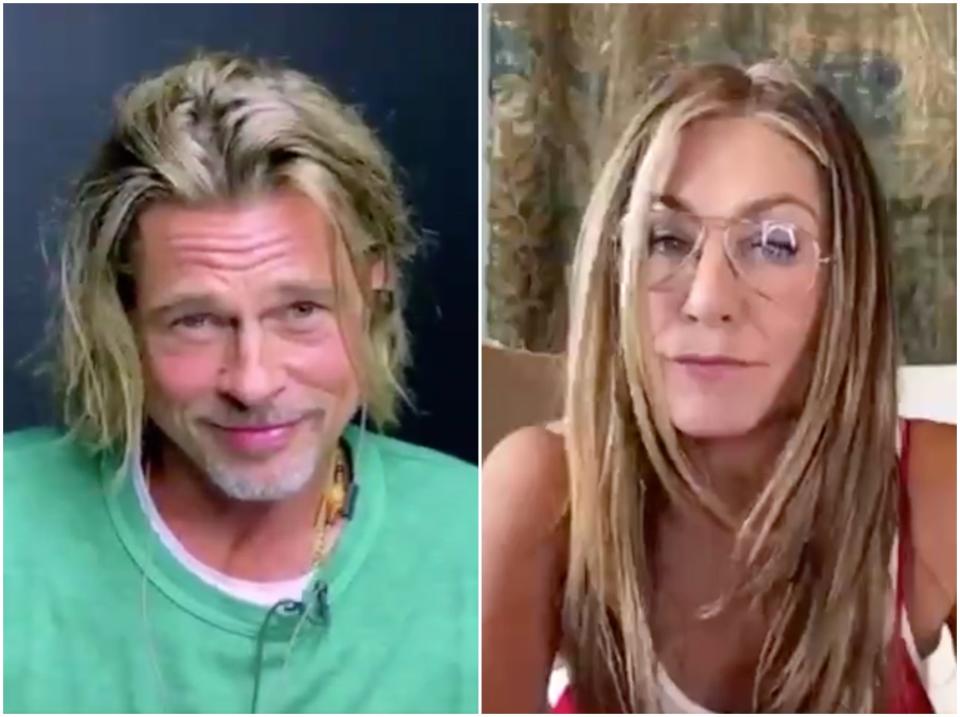 Pitt and Aniston were on friendly form during fundraising livestream (Facebook/CORE)