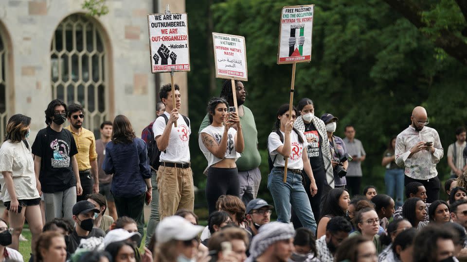 People demonstrate at Emory University in support of Palestinians on April 26, 2024. - Elijah Nouvelage/Reuters