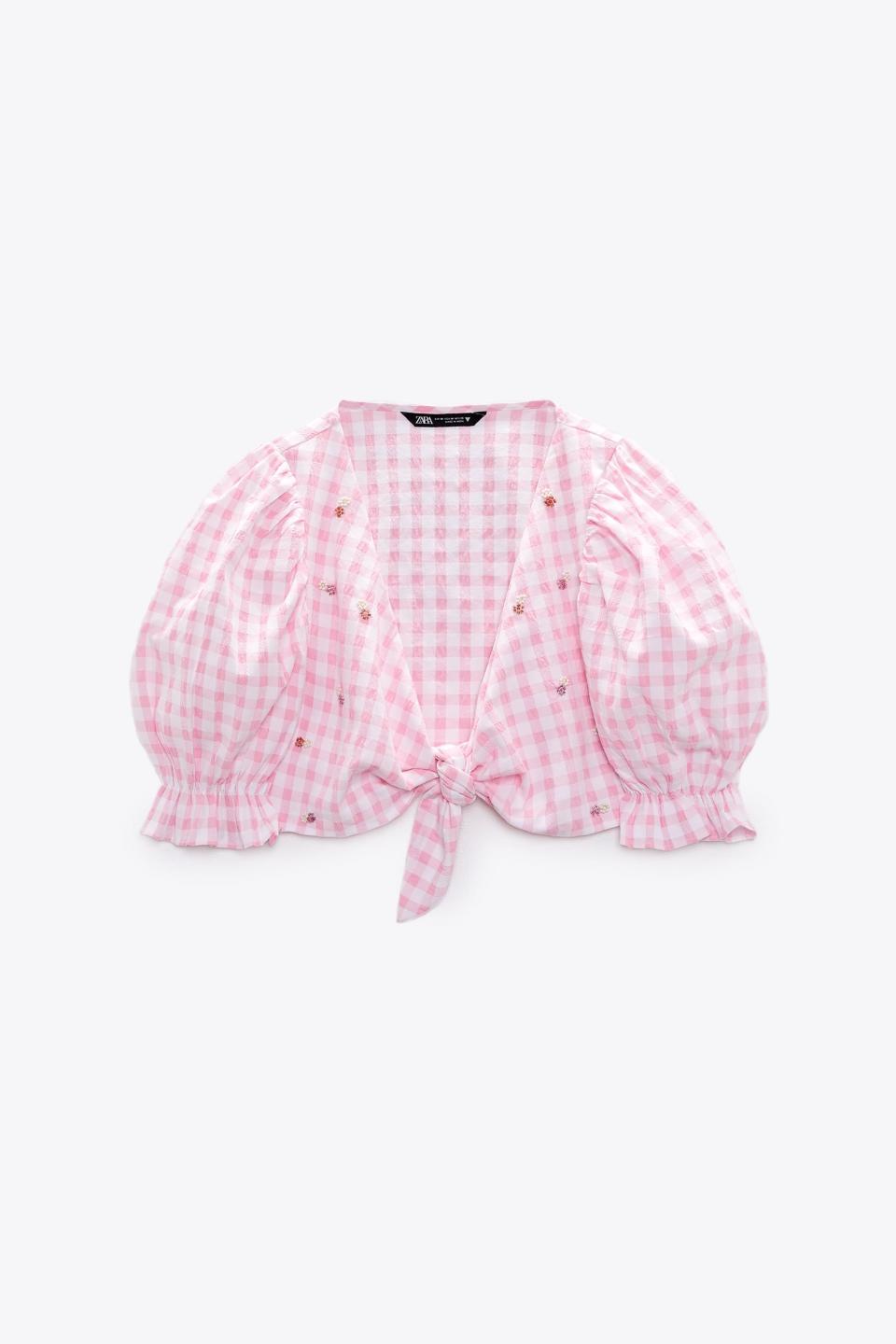 8) Cropped Gingham Top