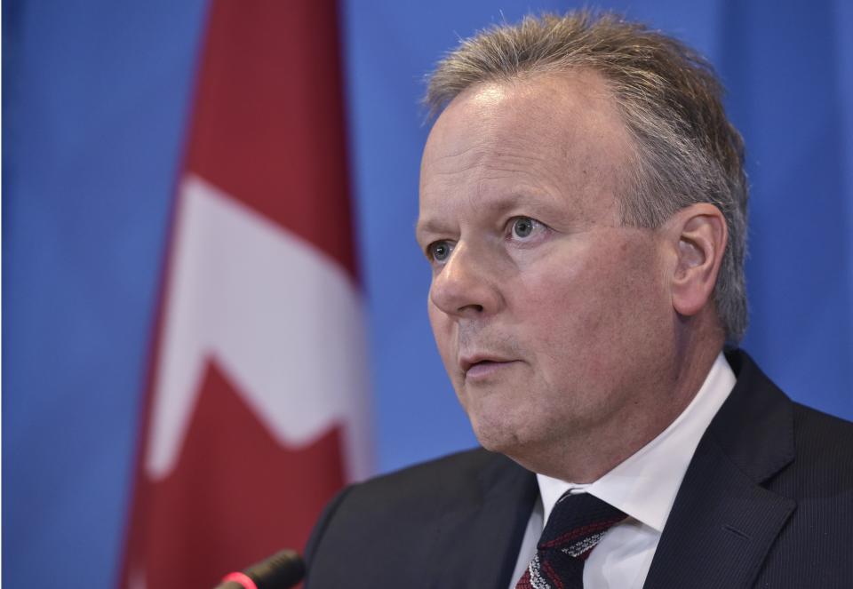 Bank of Canada Governor Stephen Poloz speaks at a press conference during the annual International Monetary Fund, World Bank Spring Meetings at the IMF on April 15, 2016 in Washington, DC. / AFP / Mandel Ngan (Photo credit should read MANDEL NGAN/AFP/Getty Images)