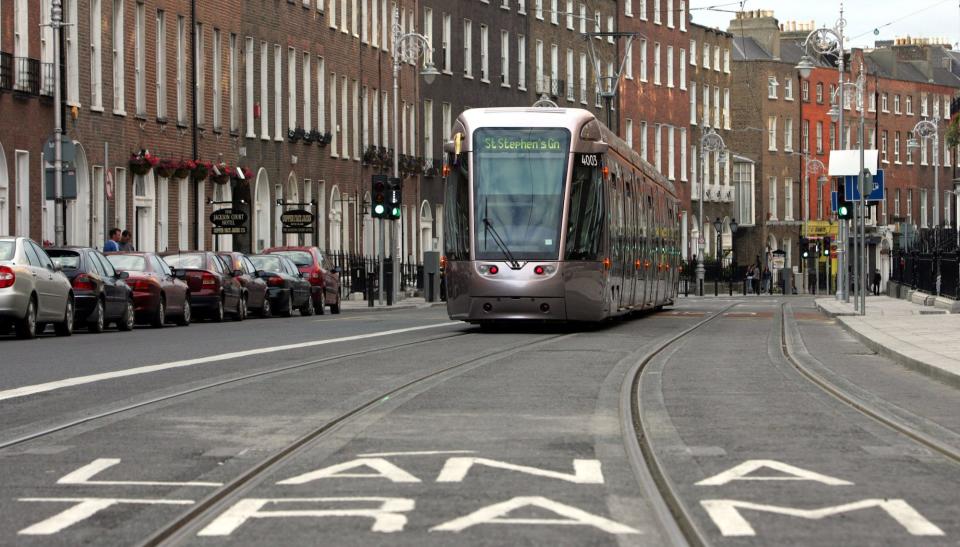 The "Luas" system in Dublin, Ireland, photographed in June 2004.