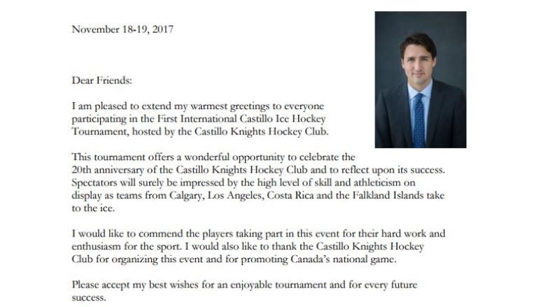 Calgary beer league hockey team travelled to Costa Rica with Justin Trudeau's best wishes