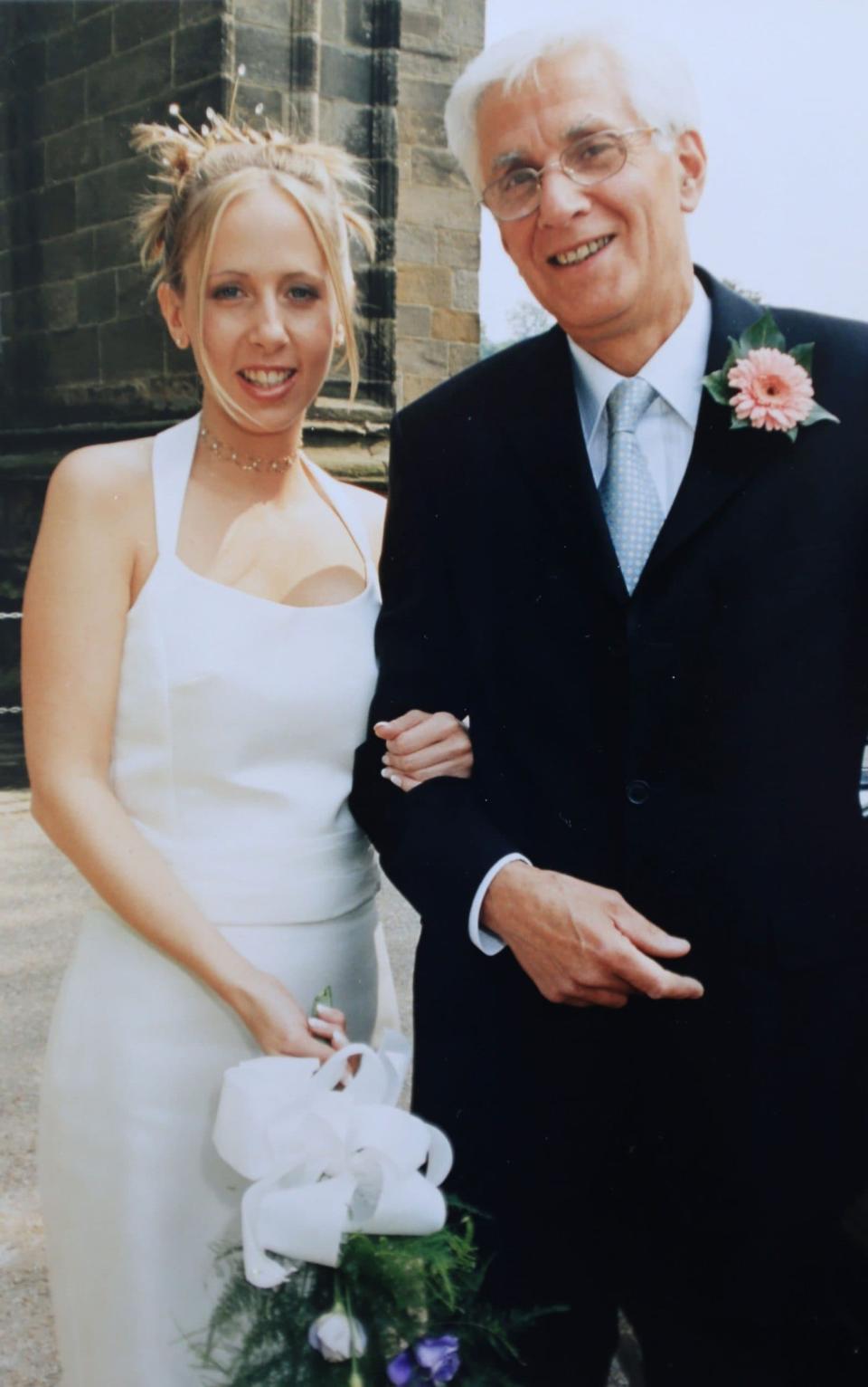 Sarah with her father on her wedding day - Lorne Campbell