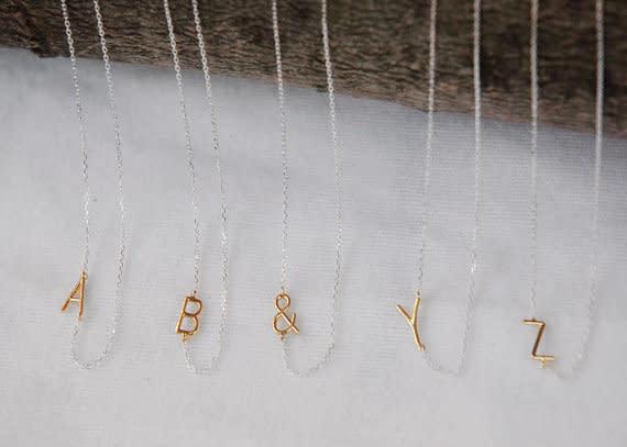 Sideways Delicate Gold Initial Necklace