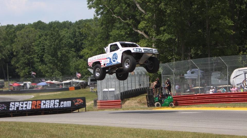 Ben Maier's Stadium Super Truck he races is a 650 HP truck with 26" of suspension travel.