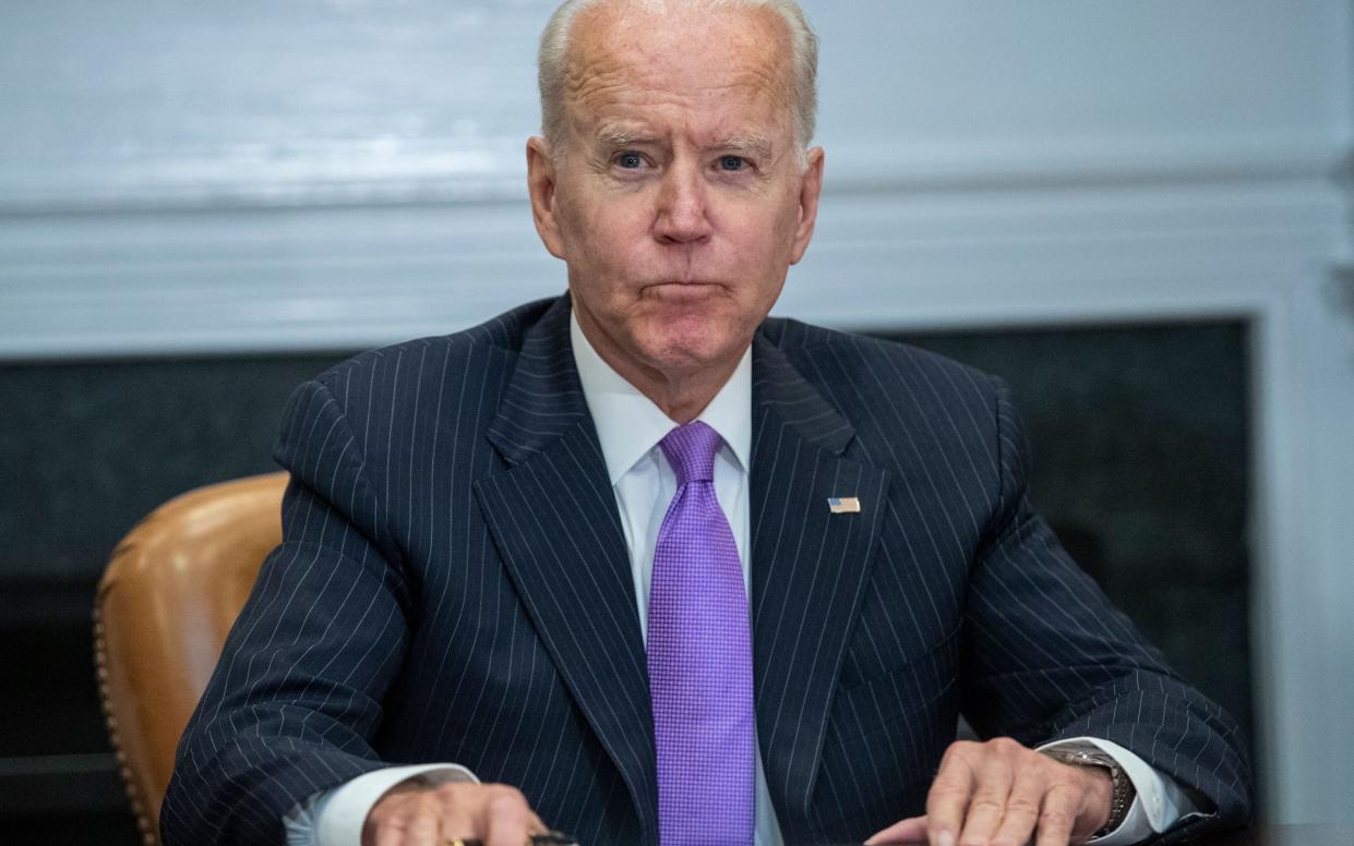 US President Joe Biden delivers remarks during a meeting with FEMA Administrator Deanne Criswell and Homeland Security Advisor and Deputy National Security Advisor Dr. Elizabeth Sherwood-Randall in the Roosevelt Room of the White House in Washington, DC, USA, 22 June 2021. - Shutterstock