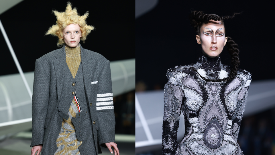 The sculptured hairstyles at Thom Browne were inspired by the characters in the French story, "The Little Prince."