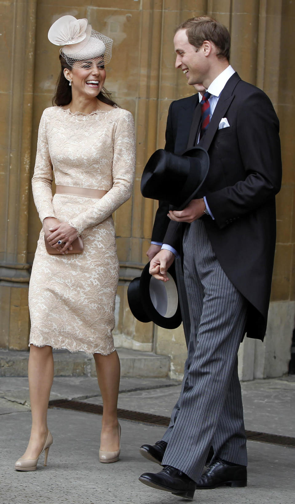 <p>The final Diamond Jubilee celebrations saw Kate in a lacy Alexander McQueen look worn with a nude hat by Jane Taylor. The dress matched the Duchess’s Prada clutch perfectly.</p><p><i>[Photo: PA]</i></p>