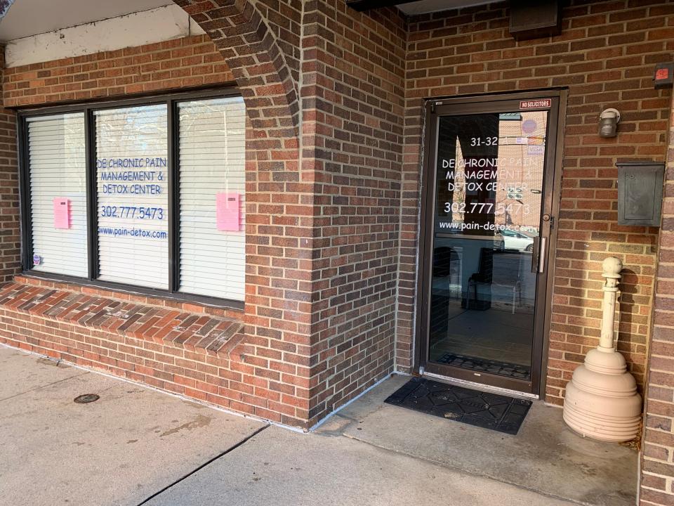 Delaware Chronic Pain Management and Detox Center's office in Trolley Square, Wilmington. In Sept. 2019, federal authorities seized nearly $2.4 million from a brokerage account belonging to a deceased Wilmington doctor, labeling past operations at this Trolley Square pain clinic a "pill mill."