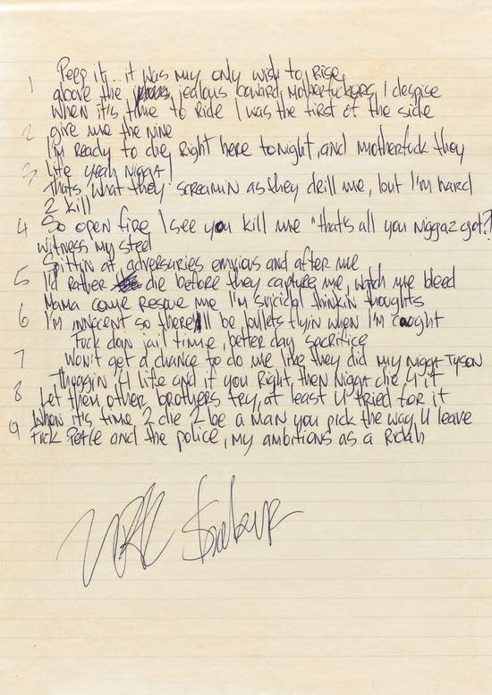 American Made Handwritten Lyric Sheet – A Story Told