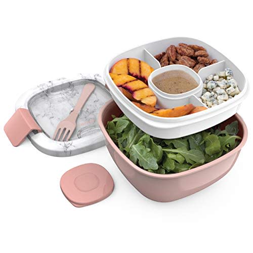 Visen 2 Pack Salad Lunch Container to go,large BPA-Free Salad container,52 oz Salad Bowl,3 Compartment Tray with Dressing Container