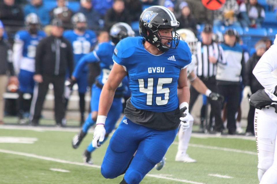 Zeeland West grad and GVSU tight end Jayk Slager had one catch for 19 yards in the win