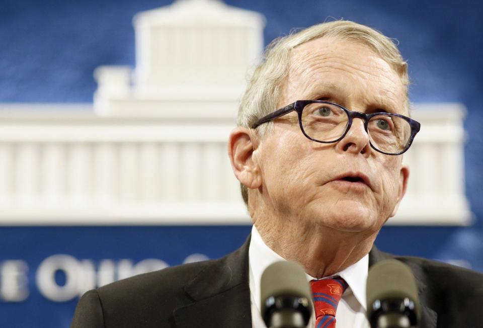 Gov. Mike DeWine speaks at a press conference about coronavirus on March 11 at the Ohio Statehouse.