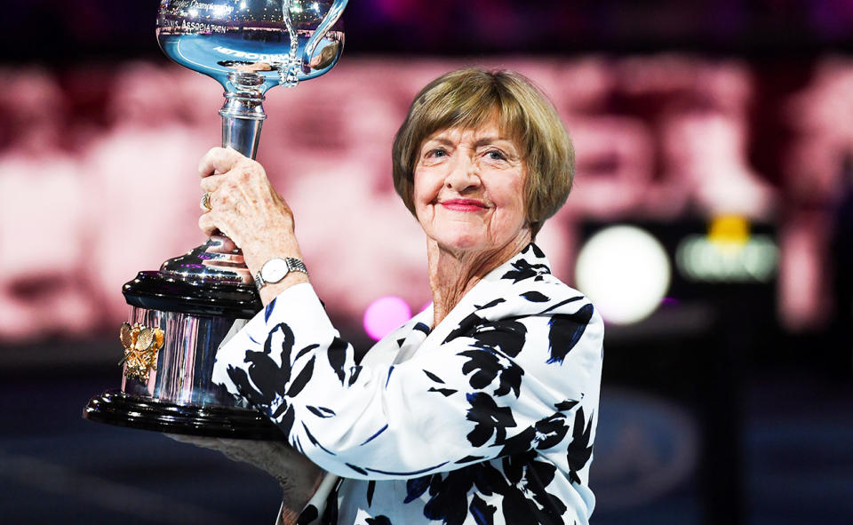 Margaret Court, pictured here being honoured at the Australian Open in 2020.