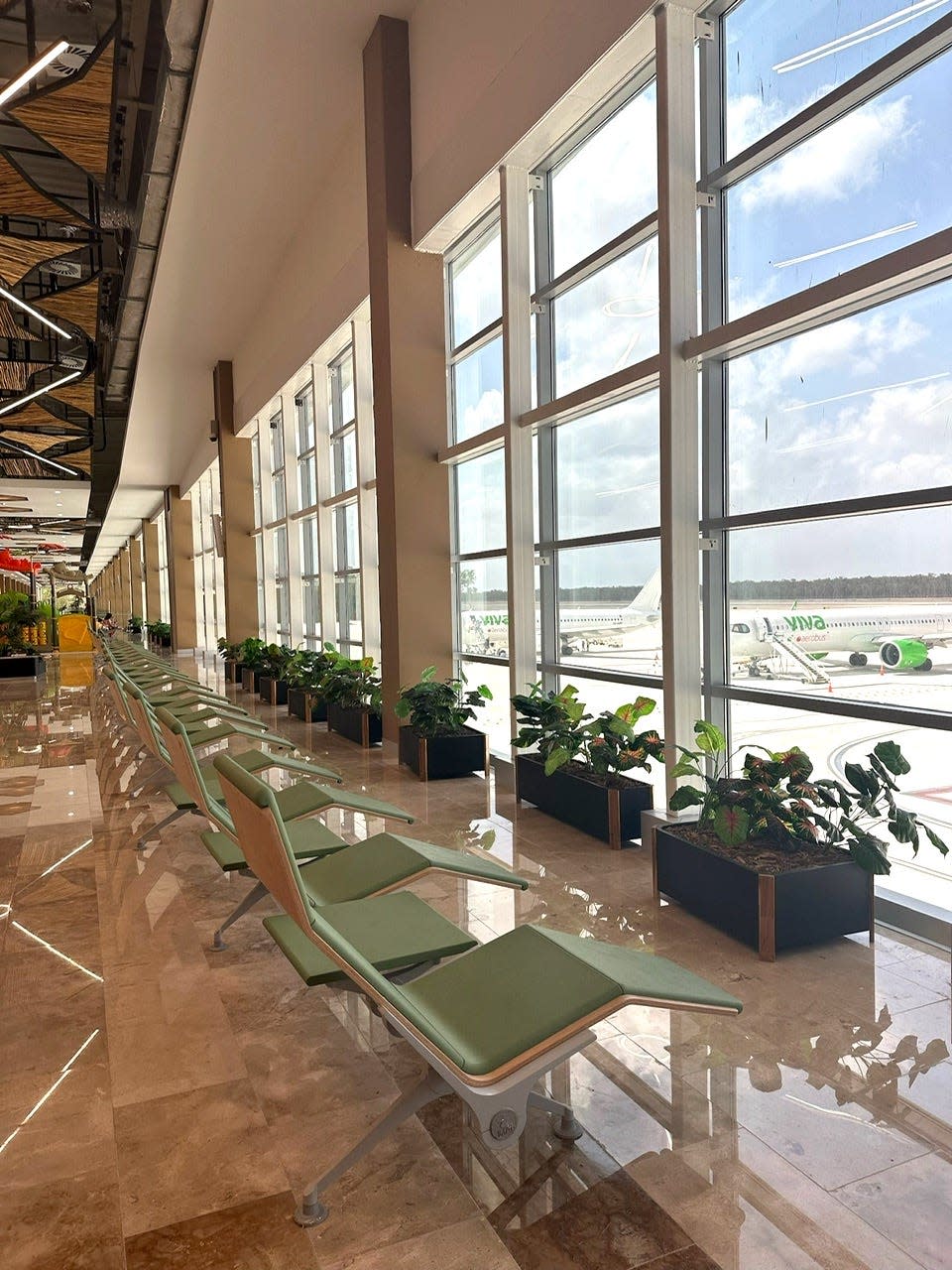 Lounge chairs at Tulum airport