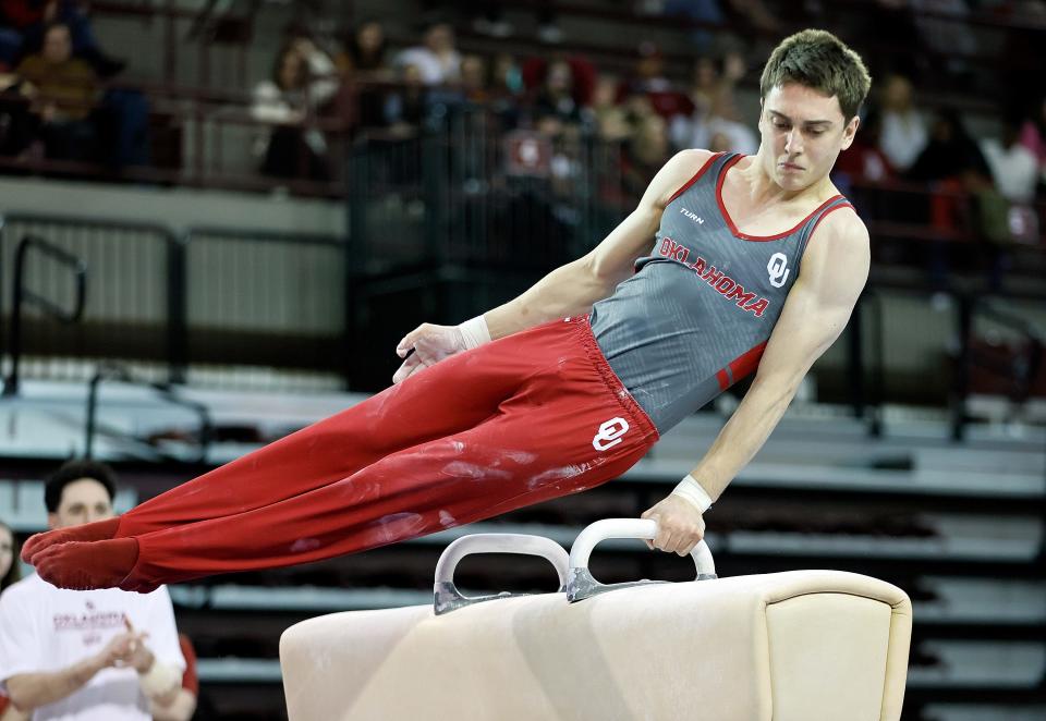 Freshman Ignacio Yockers will be key to the success of OU men's gymnastics in the NCAA Championships.