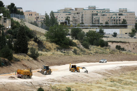 FILE PHOTO: Construction site is seen near the U.S. consulate in Jerusalem, May 1, 2018. REUTERS/Ammar Awad/File Photo