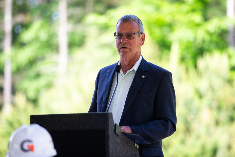 Ottawa County Board of Commissioners Chair Matt Fenske speaks during a groundbreaking ceremony for the county's new Family Justice Center Thursday, June 9, 2022.