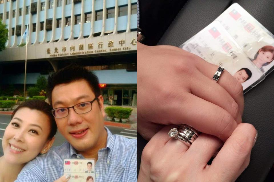 方馨今天是過43歲生日，選擇在今與科技業的男友Michael登記結婚，開心地在臉書寫道：「跟大家分享我的生日禮物～❤」