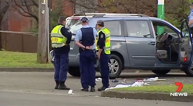 Officers at the scene of the crash. Source: 7 News