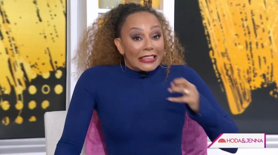 Mel B stopped herself from being a “blabbermouth” during her appearance. YouTube/TODAY with Hoda & Jenna