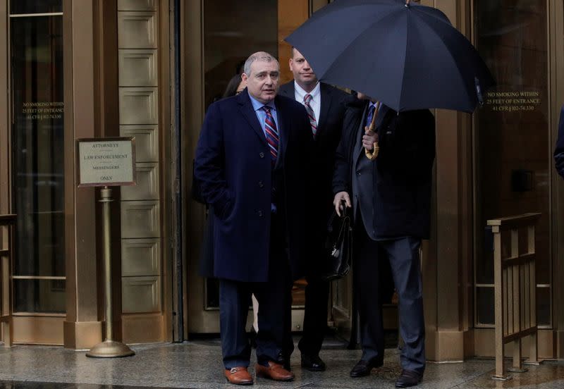 Ukrainian-American businessman Lev Parnas, an associate of President Donald Trump's personal lawyer Rudy Giuliani, exits after a bail hearing at the Manhattan Federal Court in New York