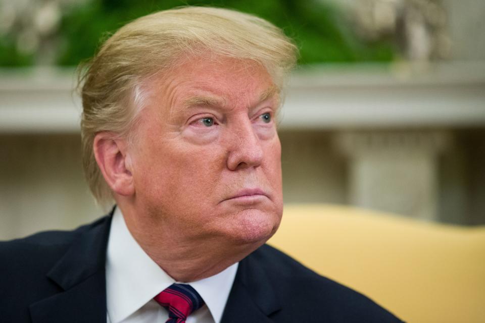 President Donald Trump during a meeting with Slovak Prime Minister Peter Pellegrini in the Oval Office of the White House, May 3, 2019, in Washington.