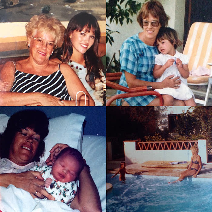 Helen Lindes con su madre en diferente fotos de su infancia