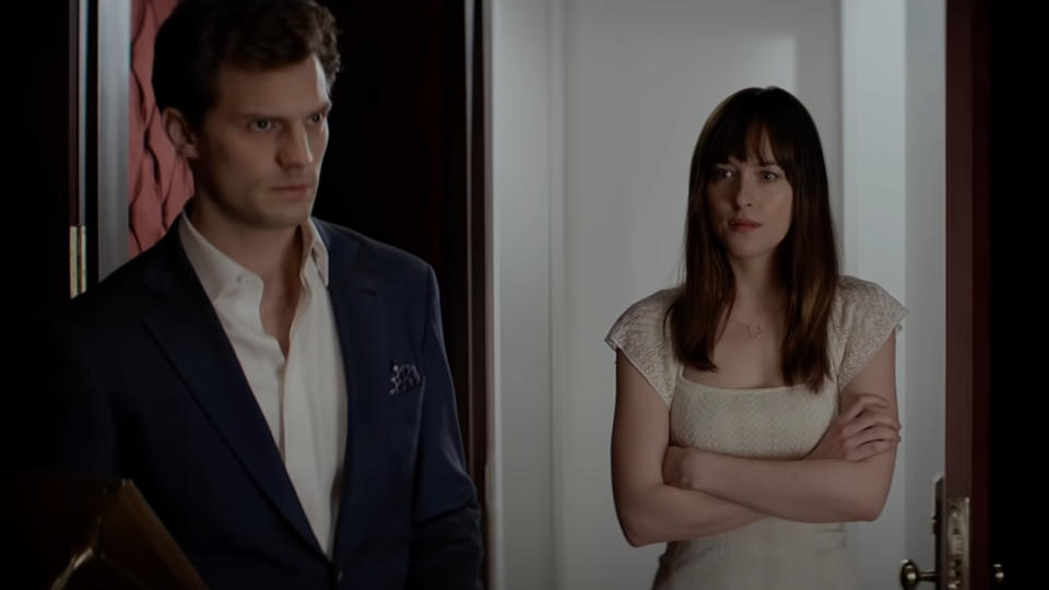 Dakota Johnson and Jamie Dornan in Fifty Shades of Grey