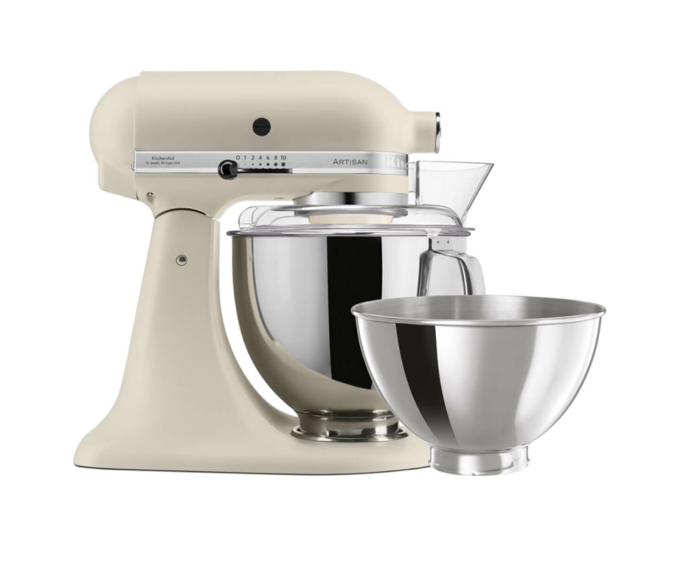 KitchenAid's cream mixer against a white background.