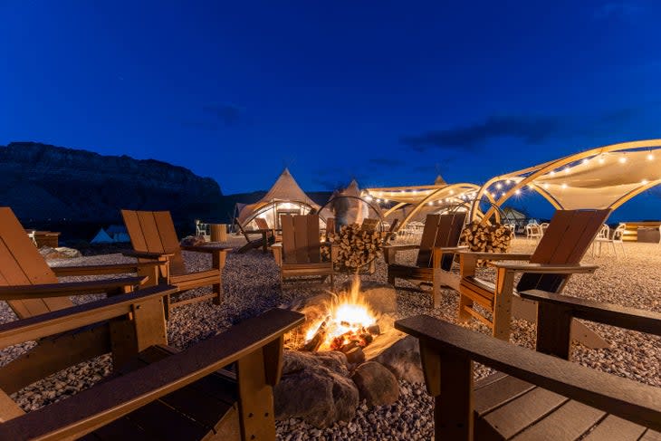 Relax or make S'mores at the fire pit at Under Canvas Zion