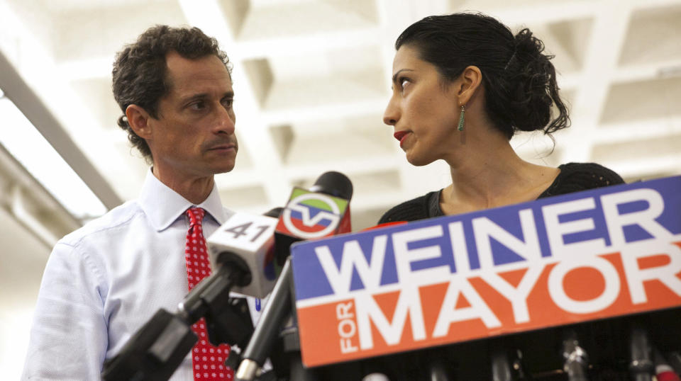 NEW YORK ― Former Rep. Anthony Weiner (D-N.Y.) met his estranged wife, Huma Abedin, for their first hearing in divorce court Wednesday, months after he pleaded guilty to sending explicit text messages to a minor.