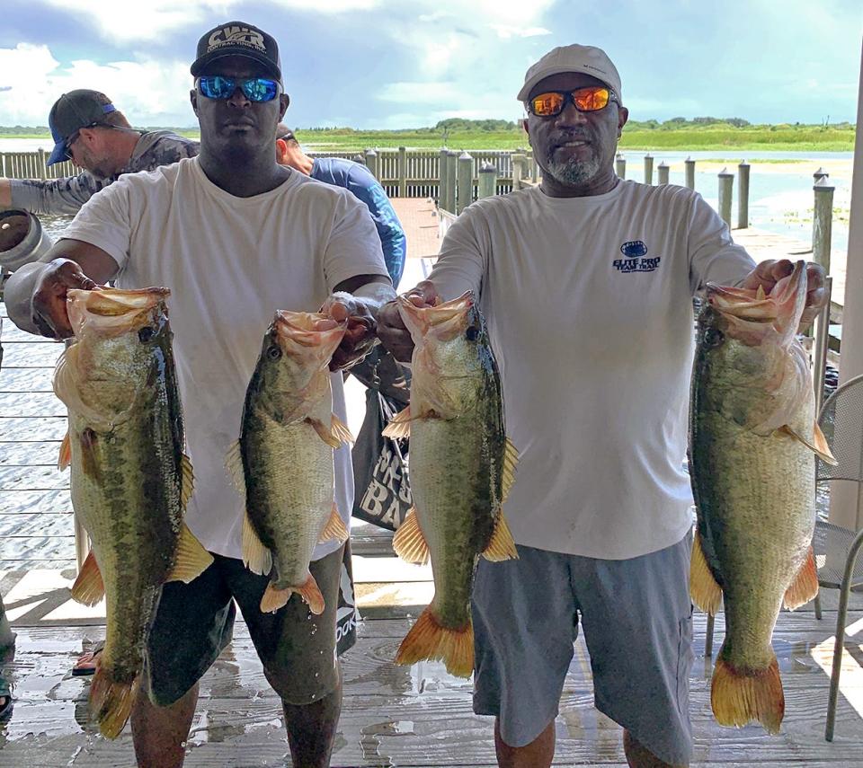 Chris Maxwell, left, and Mike Porter had 25.02 pounds to win the Xtreme Bass Series Lake Toho Division August 21 on Lake Toho.