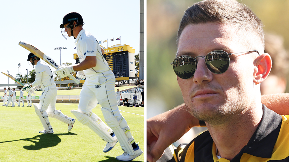 Cameron Bancroft (pictured) was sporting facial injuries at the Sheffield Shield final after missing the game because of concussion. (Getty Images)