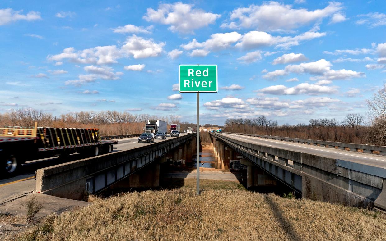 The Texas Department of Transportation is leading on construction of new Interstate 35 bridges over the Red River that marks the state line with Oklahoma. The project will include retaining the southbound bridge and converting it into a service road that will be extended north to U.S. 77 and Red River Road.